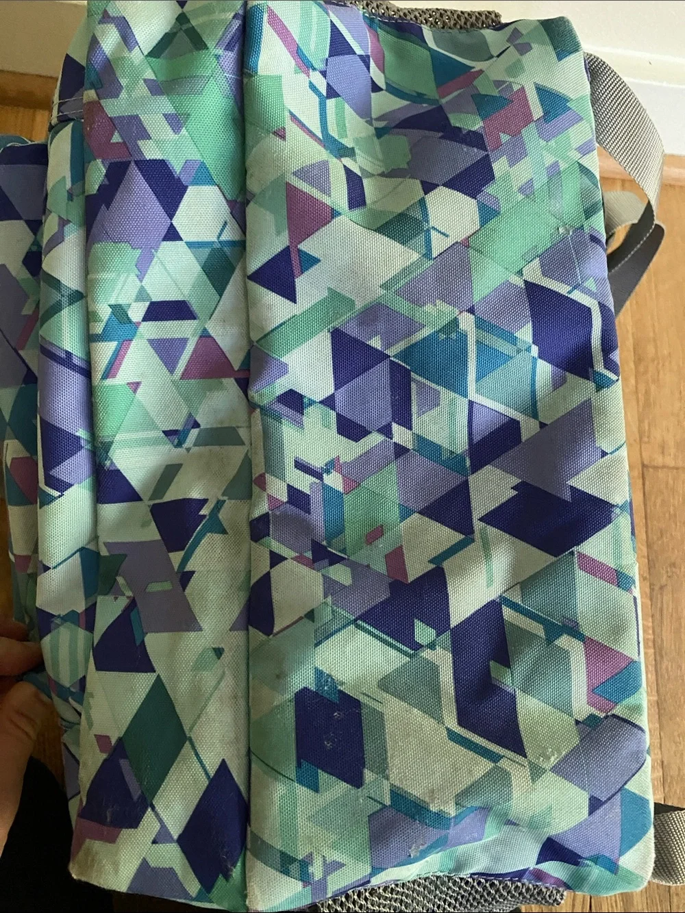 L.L. Bean Teal, Aqua & Purple Geometric Backpack